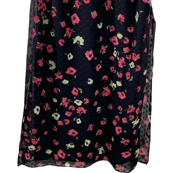 Chaps Black Floral Sleeveless Shift Dress Small Boho Work Party Classic - Picture 3 of 11